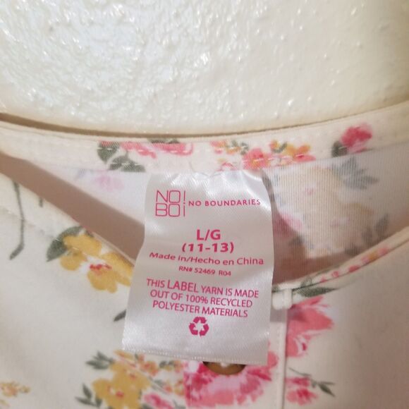 No Boundaries Juniors Dress Floral Large 11 13 Ivory Pink‎  Hi Lo Boho Peasant - Picture 4 of 7